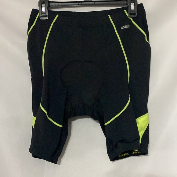 SANTIC Black and Neon Yellow Cycling Shorts. PADDED WAIST good clean condition - Picture 6 of 11